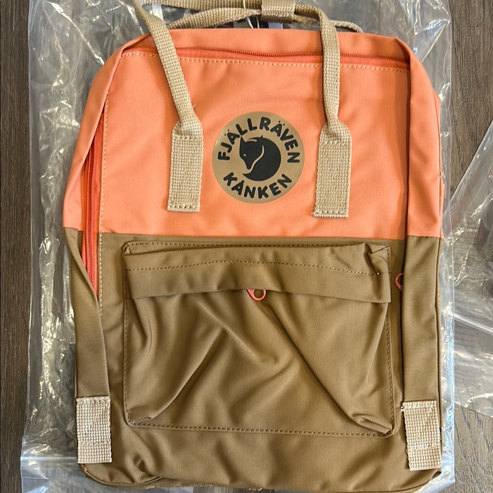 Two-Tone Backpack - Orange and Brown